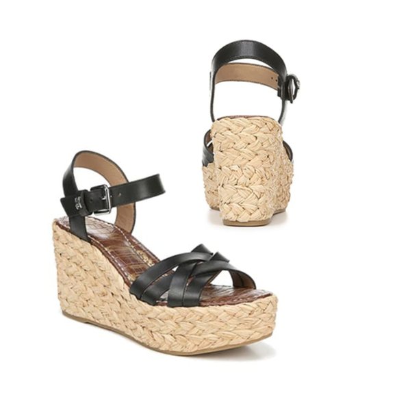 Sam Edelman Shoes - Sam Edelman Darline Black Platform Wedge Sandal 8
